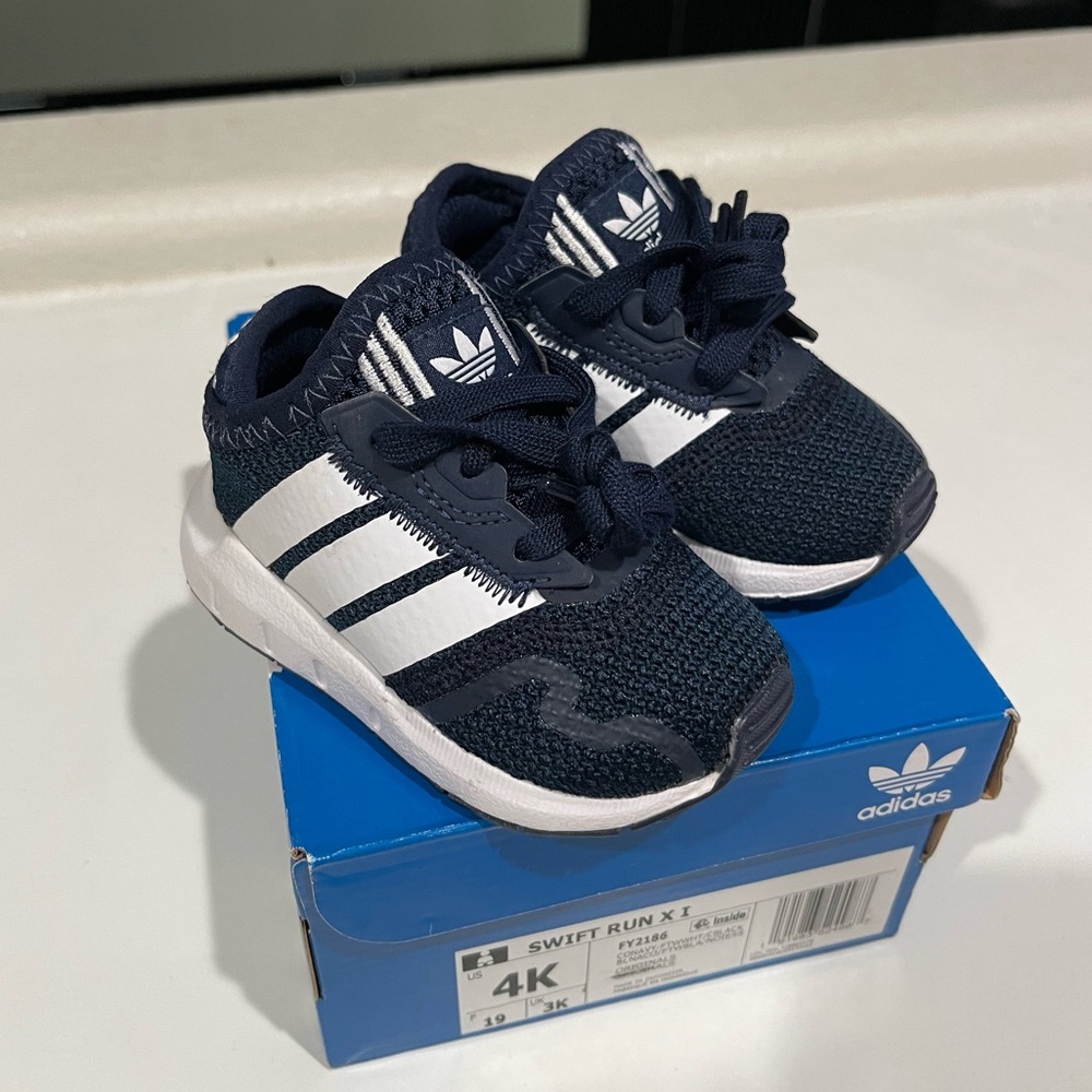 Adidas Kids Navy and White Sneakers